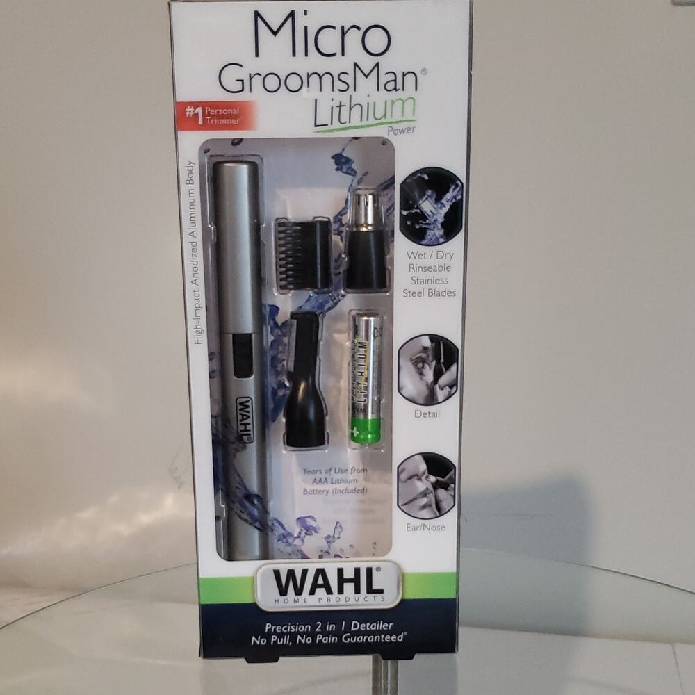 Wahl Micro GroomsMan Lithium Trimmer Wet/Dry Cordless Stainless Steel Silver/Bl…